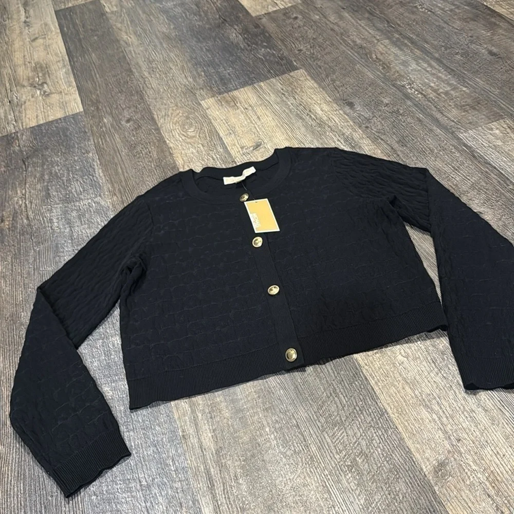 NWT Michael Kors Women Long Sleeves Logo Knitted Sweater